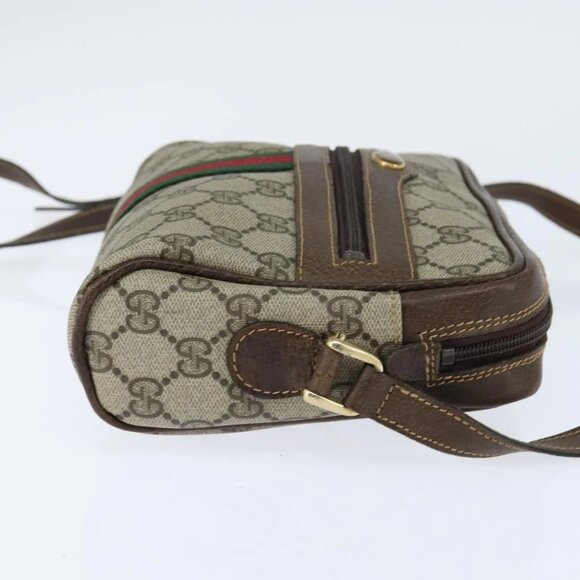 GUCCI GG Supreme Web Sherry Line Shoulder Bag PVC Beige Gold 010 378 Auth 148938 - Picture 5 of 16